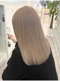 韓国ヘア顔周りレイヤー暗めミルクティーベージュグレージュ