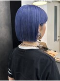 【GEEKS渋谷】切りっぱなしボブ/ネイビー/初ブリーチ/垢抜けヘア