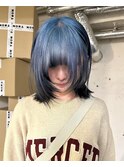 ネイビーモスブルーアッシュブリーチ寒色系