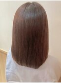 アプリコットオレンジ×小顔外ハネボブ◎似合わせカット