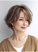 白髪ぼかし脱白髪染め大人ショート40代50代60代