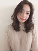鎖骨ミディ/ひし形/大人かわいい/結べる/デジタルパーマ/高柳