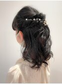 後れ毛くるりんぱ編み込み結婚式二次会ヘアアレンジアップ☆