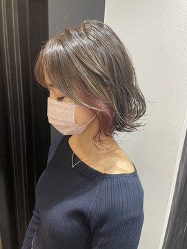 ジエクト 本店(The Ect) ぱつふわ×グレージュボブ×インナーカラー