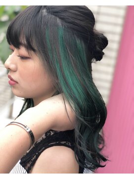 アジールヘア 所沢プロペ通り店(agir hair) ボブウルフアレンジグレージュミントカラーロングヘア10代20代