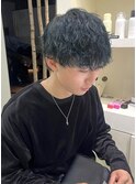 波巻きパーマ×ブルーブラック