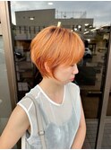 オレンジカラー　ダブルカラー　ハイトーンショート