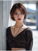 ナチュラルボブくびれヘアアプリコットオレンジ20代30代40代50代