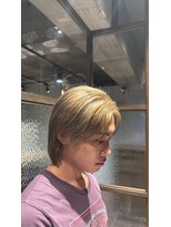 メンズココ メンズパーマ 韓国ヘア 日本橋店(MENS COCO)&nbsp;お客様スタイル長めハイトーンセンターパート