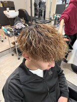 イーラ アメ村店(era) メンズパーマブラウンベースハイライトツイスパマッシュ