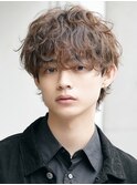 原宿メンズパーマシャドウパーマシースルーマッシュウルフゆるめ