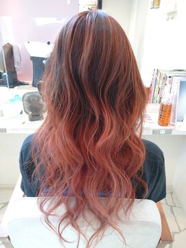 シャトン(chaton) ★サーモンピンクバレイヤージュ★