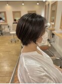 ショートボブ/アッシュブラック/刈り上げショート/40代/50代
