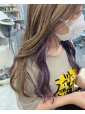 インナーカラー ハイライト ラベンダーカラー