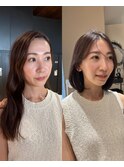白川20代30代40代小顔カット大人かわいいくびれレイヤー前髪韓国