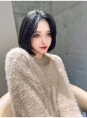 縮毛矯正ストレートくびれヘアヘアアレンジアプリコットオレンジ