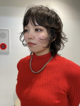 ショートレイヤーウルフミディアムニュアンスパーマ横浜