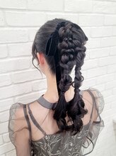 セット バイ エムビューティー(Set by M.beauty) 編みおろしヘアセット渋谷お呼ばれヘアセットアップヘアメイク