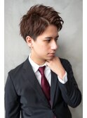 メンズビジネスツーブロックアップバング束感ショートマッシュ