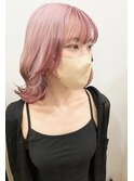 ホワイトピンク ミディアム狐カラー@原宿