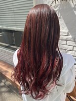 アマレット(Amaretto) 【チェリーレッド×ゆる巻きロング】