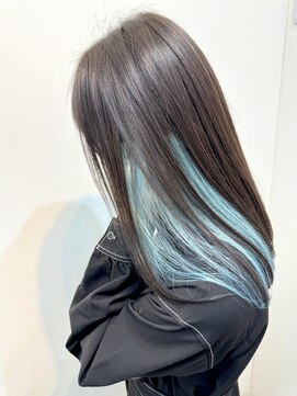 メロウ ダブルインナーカラー 桜ピンク×ターコイズブルー