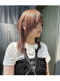 ピンクベージュ ウルフカット