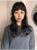 デジタルパーマレイヤーカット顔周り前髪ミディアムロング/渋谷