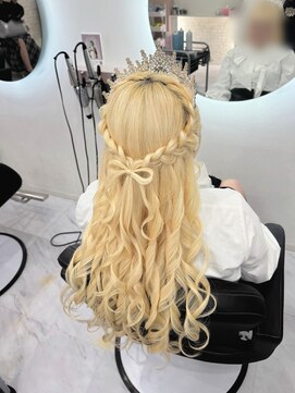 リボンハーフアップ