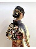 成人式着付けヘアセット　ダウンスタイル
