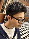 サーフカール刈り上げセンターパート波巻きツイストスパイラルY