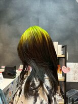 ノーヴァ バイ ボナ 前橋店(nova by bona) 【Wカラー】ネオングリーン×黒髪魅せレイヤーロング