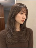 ●外国人風ミディアムレイヤー/グレージュ