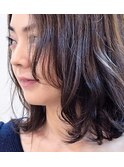 大人かわいいかきあげボブフェザーバングネビージュ美髪
