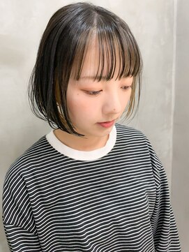 テトヘアー(teto hair) スリークボブ、前下がり、ワイドバング、インナーカラー