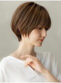 ヌーディカラー/小顔ヘア/大人ボブ/丸みショート/渋谷
