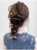 ヘアアレンジ二次会ヘアセットモテ髪編み込み