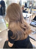 韓国ヘア顔周りレイヤーミルクティーベージュグレージュカラー