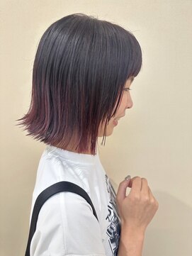 美容室ヒラトヤ 都南店 大人可愛い切りっぱなしピンクブラウングラデーションカラー