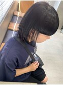 ワイドバング 刈り上げ 刈り上げ女子 黒髪 ストレート