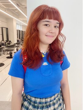 ギグスダブル 栄久屋大通店(gigs double) オン眉くせ毛風ウェーブウルフ/レッド