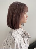 ボブヘア　透明感カラー　ピンクベージュ【maiko】