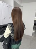 ナチュラルブラウン 髪質改善 ブリーチなしカラー ロング