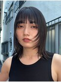 顔周りレイヤーカットくびれヘアミルクティーベージュカラー