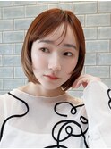顔周りレイヤーボブフェイスレイヤー髪質改善オレンジベージュ