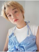 ベージュピンク ミントアッシュ ステップボーンカット