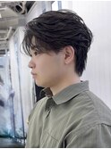 フェザーショートセンターパートフェザーパーマニュアンスパーマ