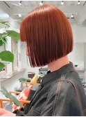原宿ボブ切りっぱなしボブミニボブショートボブオレンジベージュ