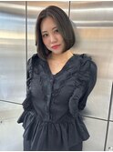 似合わせボブ韓国ボブ顔周りレイヤーダークグレージュカラー