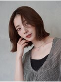 顔周りレイヤーカットくびれヘアミルクティーベージュカラー韓国